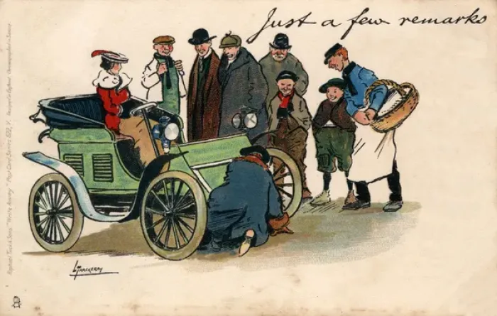 Framed Print : Admiring a Ladies smart new Automobile