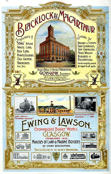 Adverts, Blacklock & Macarthur, Ewing & Lawson, Glasgow