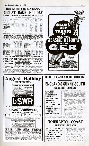 Adverts including for holiday excursions, 1912
