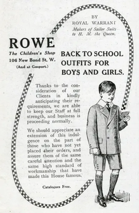 Framed Print : Advertisements for Rowe and D H Evans school outfits Framed Print : Advertisements for Rowe and D H Evans school outfits