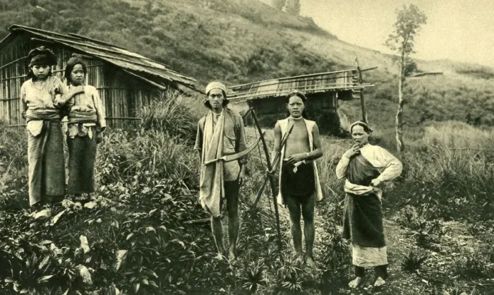 Framed Print : Adults and children of an indigenous tribe, Formosa (Taiwan) Framed Print : Adults and children of an indigenous tribe, Formosa (Taiwan)