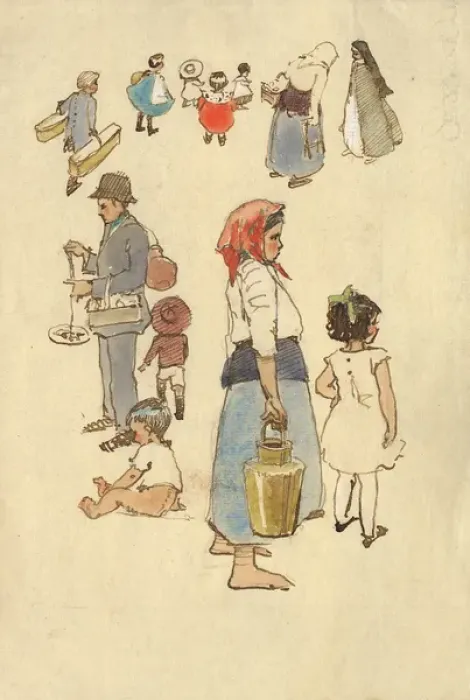 Framed Print : Adults and children by Muriel Dawson Framed Print : Adults and children by Muriel Dawson