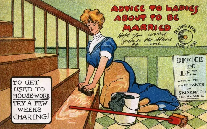 Framed Print : Advice to would-be brides - The housework ahead Framed Print : Advice to would-be brides - The housework ahead