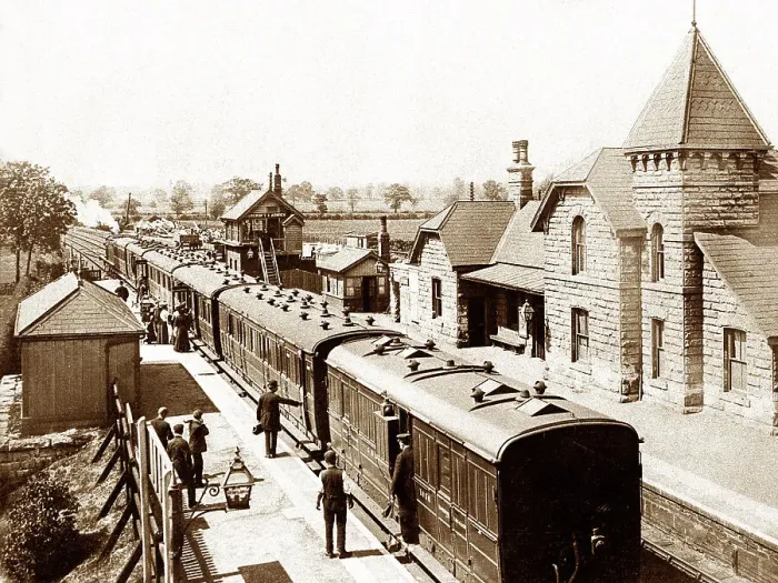 Framed Print : Adwick-le-Street Railway station, early 1900s Framed Print : Adwick-le-Street Railway station, early 1900s