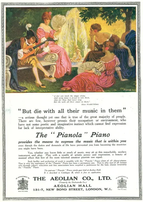 Framed Print : Aeolian Pianola Advertisement Framed Print : Aeolian Pianola Advertisement