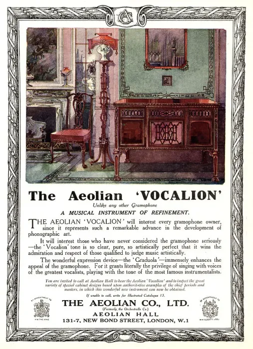 Framed Print : The Aeolian Vocalion Advertisement Framed Print : The Aeolian Vocalion Advertisement