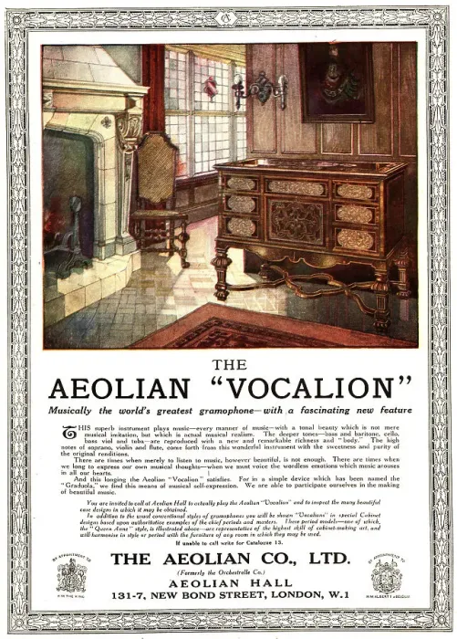 Framed Print : The Aeolian Vocalion Advertisement Framed Print : The Aeolian Vocalion Advertisement