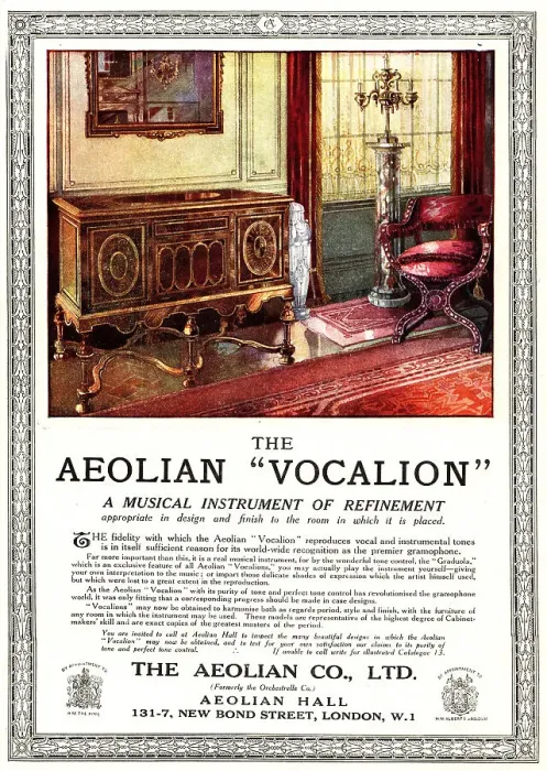 Framed Print : The Aeolian Vocalion Advertisement Framed Print : The Aeolian Vocalion Advertisement