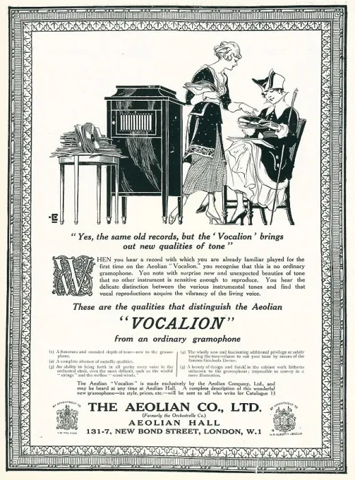 Framed Print : Aeolian Vocalion Advertisement Framed Print : Aeolian Vocalion Advertisement