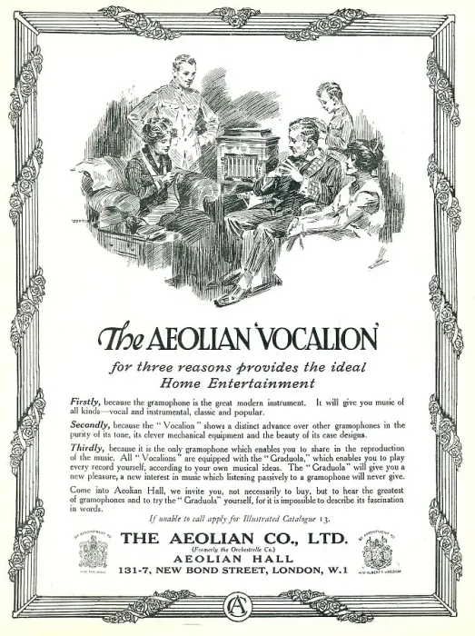 Framed Print : Aeolian Vocalion Advertisement Framed Print : Aeolian Vocalion Advertisement