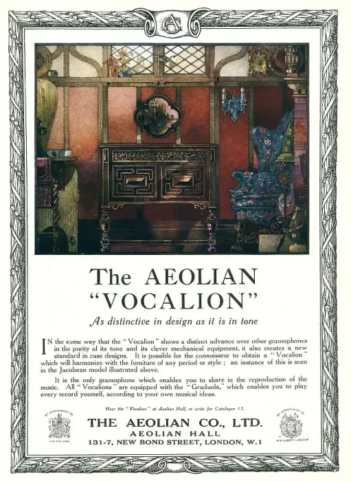 Framed Print : The Aeolian Vocalion Advertisement Framed Print : The Aeolian Vocalion Advertisement