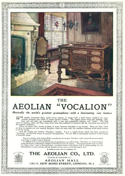 Framed Print : The Aeolian Vocalion Advertisement Framed Print : The Aeolian Vocalion Advertisement