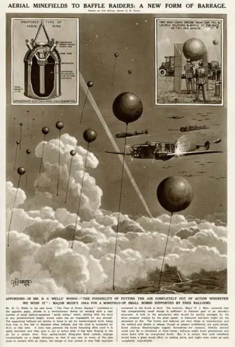 Framed Print : Aerial minefields by G. H. Davis Framed Print : Aerial minefields by G. H. Davis