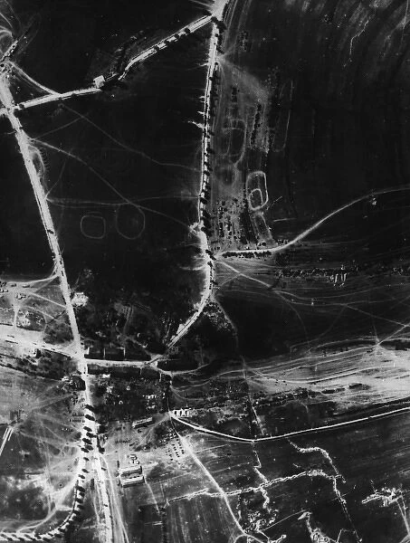 Aerial photograph, Battle of Verdun, France, WW1