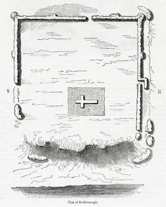 Framed Print : Aerial plan of the Roman fort at Richborough, Kent Framed Print : Aerial plan of the Roman fort at Richborough, Kent