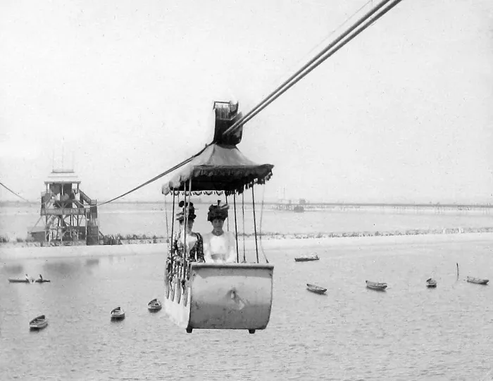 Framed Print : Aerial ride at Southport - early 1900s Framed Print : Aerial ride at Southport - early 1900s