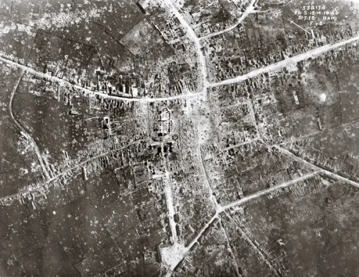 Framed Print : Aerial view, Bailleul, Nord, Northern France, WW1 Framed Print : Aerial view, Bailleul, Nord, Northern France, WW1