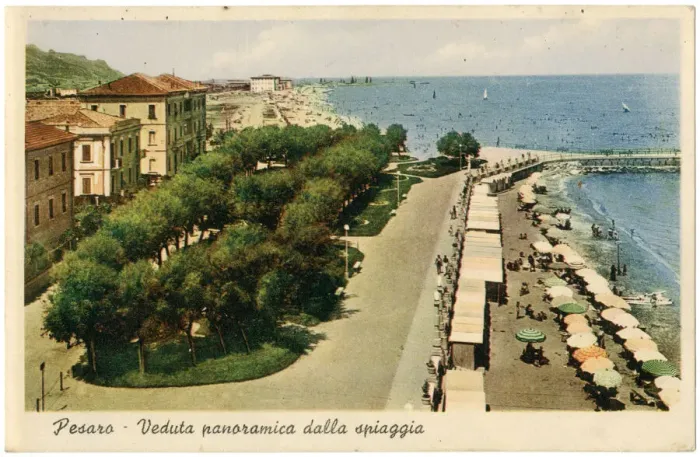 Framed Print : Aerial view of the beach and sea front, Pesaro, Italy Framed Print : Aerial view of the beach and sea front, Pesaro, Italy