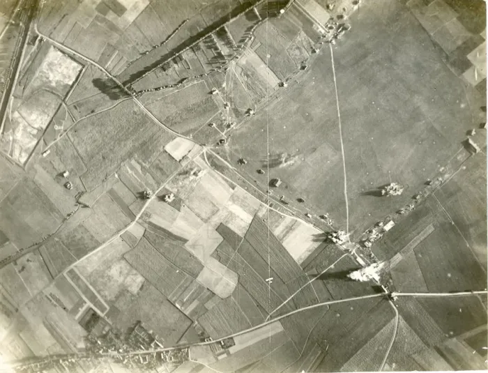 Framed Print : Aerial view of bombing on the Western Front Framed Print : Aerial view of bombing on the Western Front