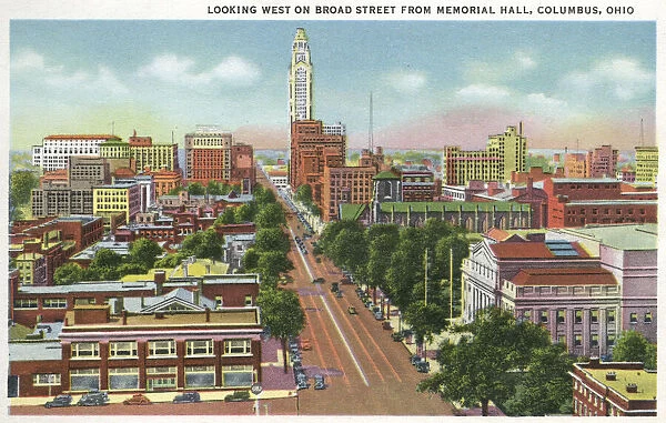Aerial view of Broad Street, Columbus, Ohio, USA