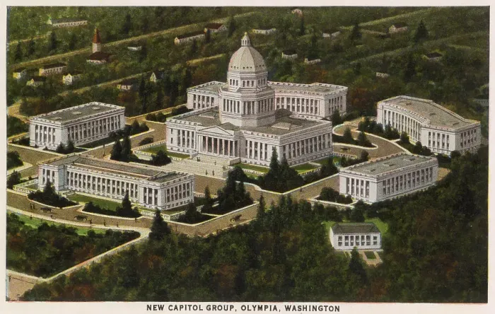 Framed Print : Aerial view of Capitol buildings, Olympia, Washington, USA Date: 1929 Framed Print : Aerial view of Capitol buildings, Olympia, Washington, USA Date: 1929