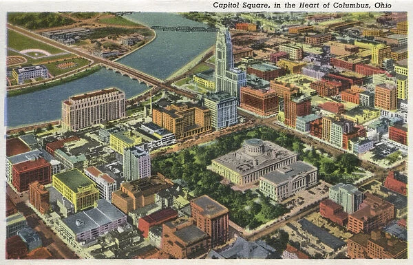 Aerial view of Capitol Square, Columbus, Ohio, USA