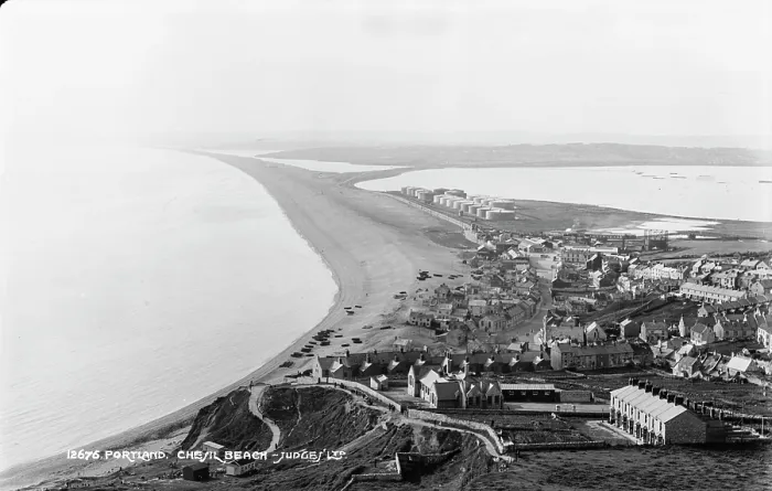 Framed Print : Aerial View of Chesil Beach and Portland Framed Print : Aerial View of Chesil Beach and Portland