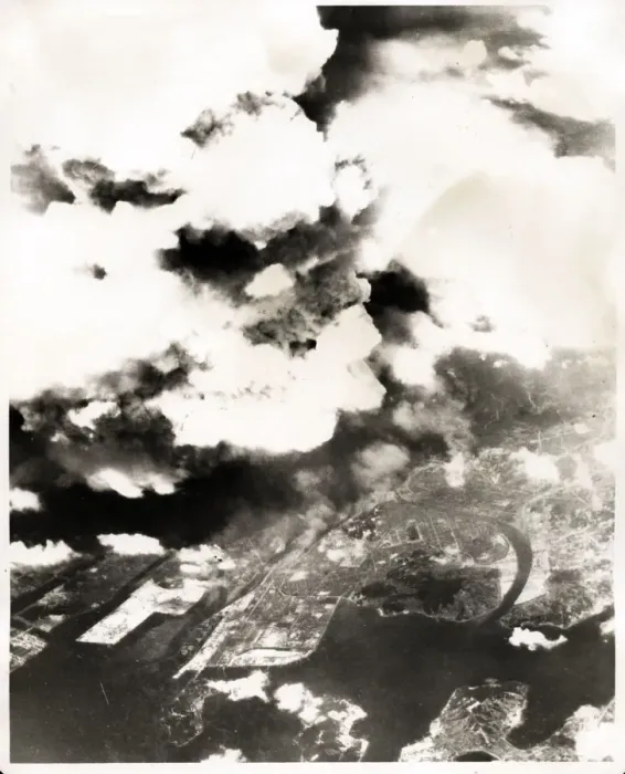 Framed Print : Aerial view of the city of Hiroshima, Japan, atom bomb 1945 Framed Print : Aerial view of the city of Hiroshima, Japan, atom bomb 1945