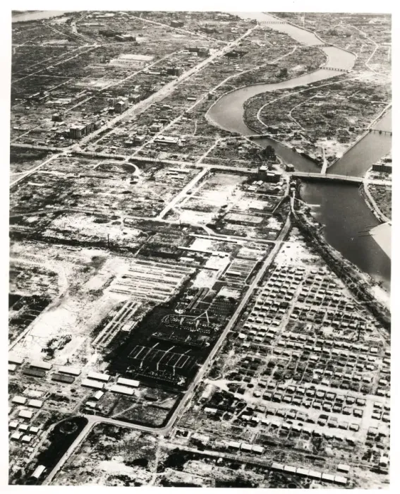 Framed Print : Aerial view of the city of Hiroshima, Japan, atom bomb 1945 Framed Print : Aerial view of the city of Hiroshima, Japan, atom bomb 1945