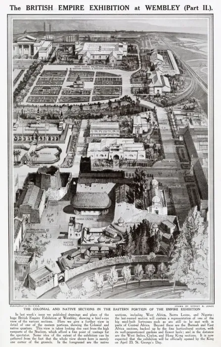 Framed Print : Aerial view of the Colonial and Native sections of the Eastern portion of the British Framed Print : Aerial view of the Colonial and Native sections of the Eastern portion of the British