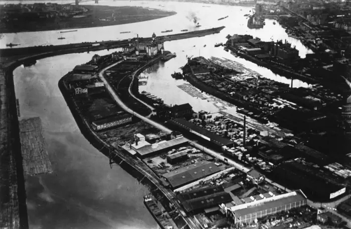 Framed Print : Aerial view of Dusseldorf, Germany Framed Print : Aerial view of Dusseldorf, Germany
