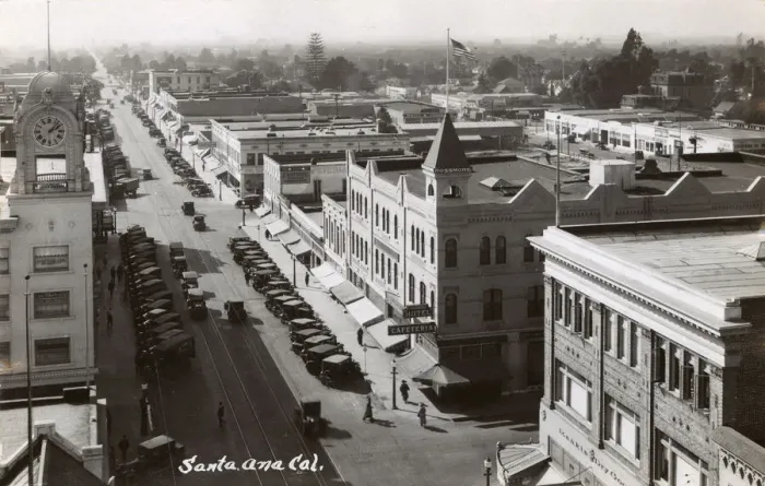 Framed Print : Aerial view of Fourth Street, Santa Ana, California, USA Framed Print : Aerial view of Fourth Street, Santa Ana, California, USA