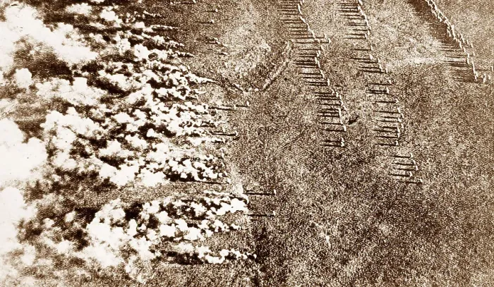 Framed Print : Aerial view of German use of gas Framed Print : Aerial view of German use of gas