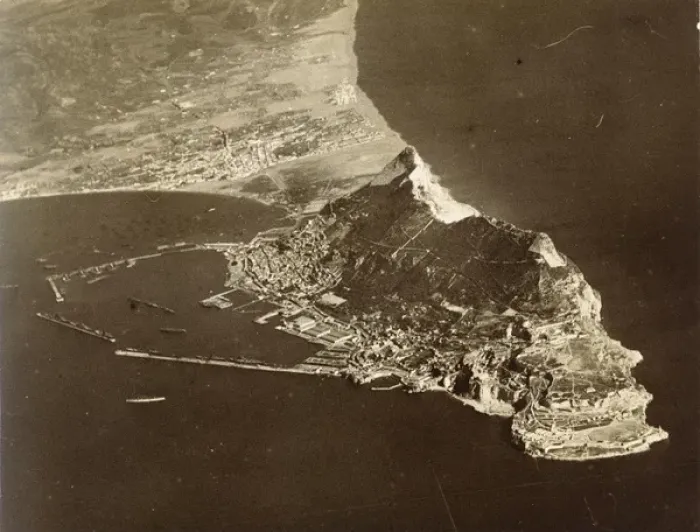 Framed Print : Aerial view of Gibralter, c 1928 Framed Print : Aerial view of Gibralter, c 1928