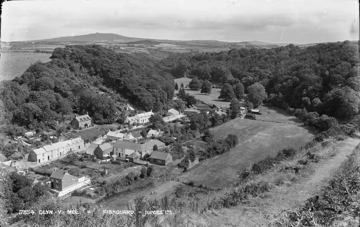Framed Print : Aerial View of Glyn y Mel, Fishguard Framed Print : Aerial View of Glyn y Mel, Fishguard