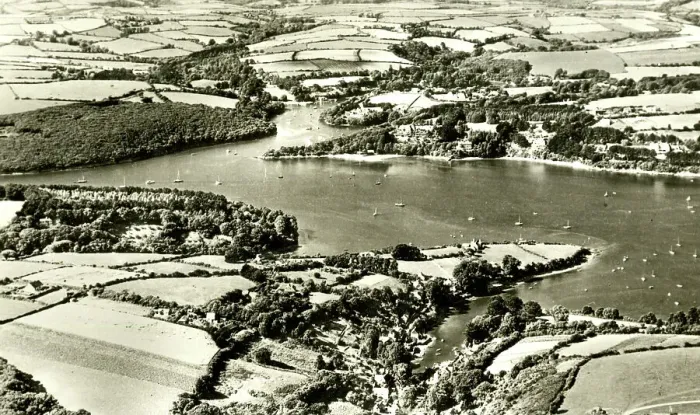 Framed Print : Aerial view, Helford River, Cornwall Framed Print : Aerial view, Helford River, Cornwall
