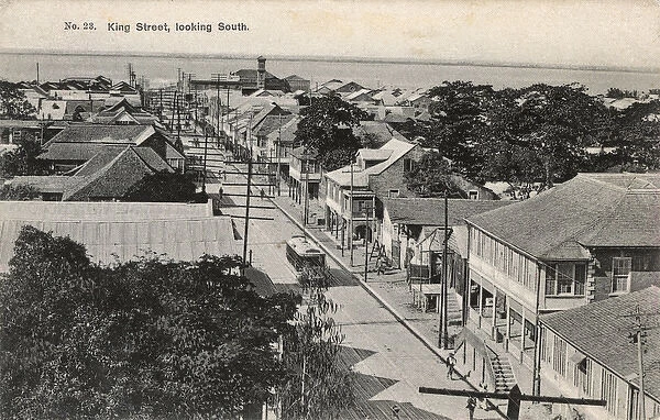 Aerial view of King Street, Kingston, Jamaica, West Indies