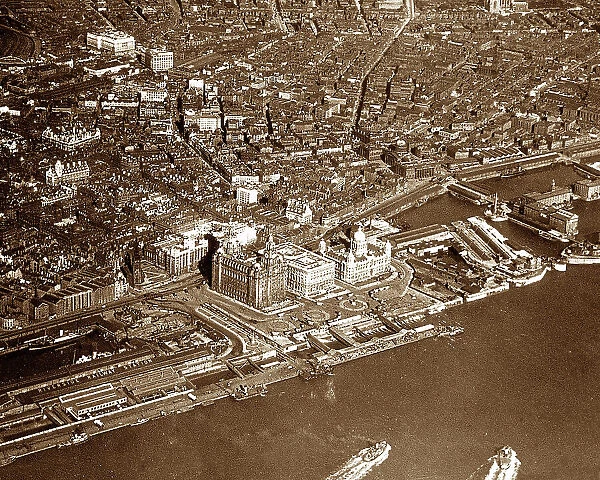 Aerial view of Liverpool, early 1900s