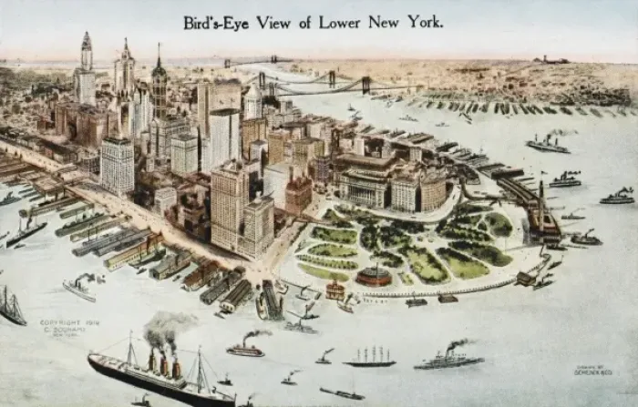 Framed Print : Aerial view of lower New York Framed Print : Aerial view of lower New York