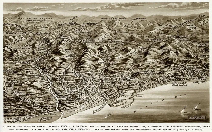 Framed Print : Aerial View of Malaga during the Spanish Civil War, 1937 Framed Print : Aerial View of Malaga during the Spanish Civil War, 1937