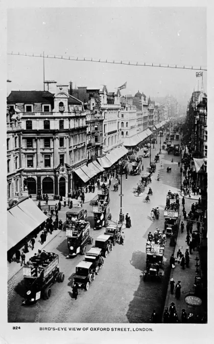 Framed Print : Aerial view, Oxford Street, Central London Framed Print : Aerial view, Oxford Street, Central London