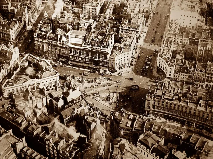 Framed Print : Aerial view of Piccadilly Circus, London Framed Print : Aerial view of Piccadilly Circus, London