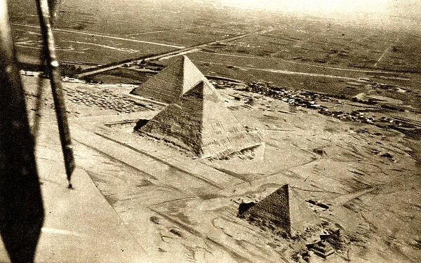Aerial view, Pyramids at Giza, Egypt