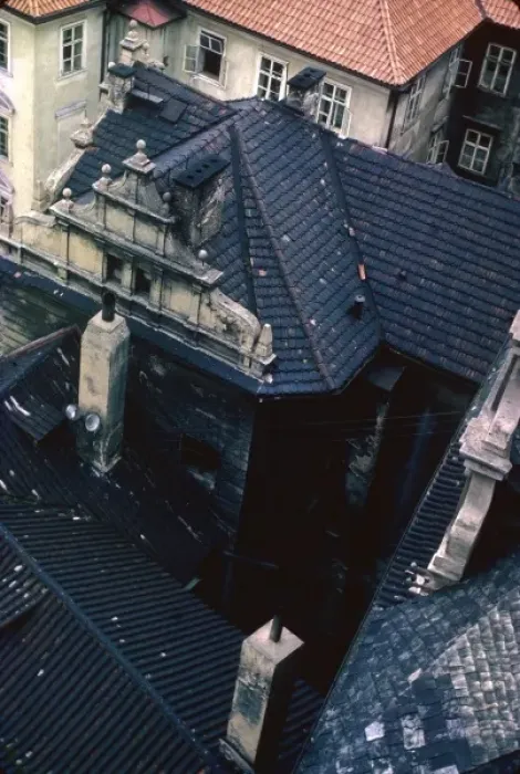 Framed Print : Aerial view of rooftops in an East European town Framed Print : Aerial view of rooftops in an East European town