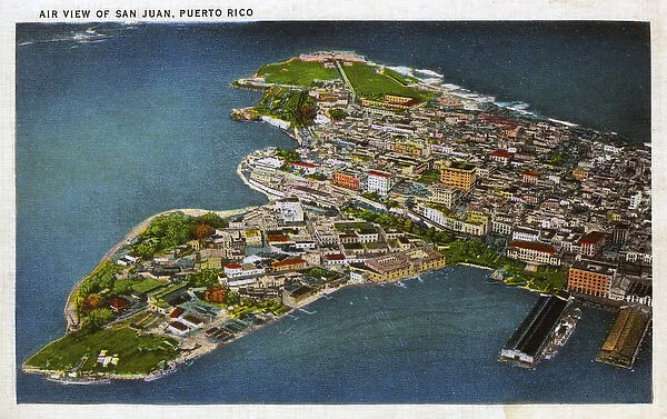 Aerial view of San Juan, Puerto Rico, North Atlantic Ocean