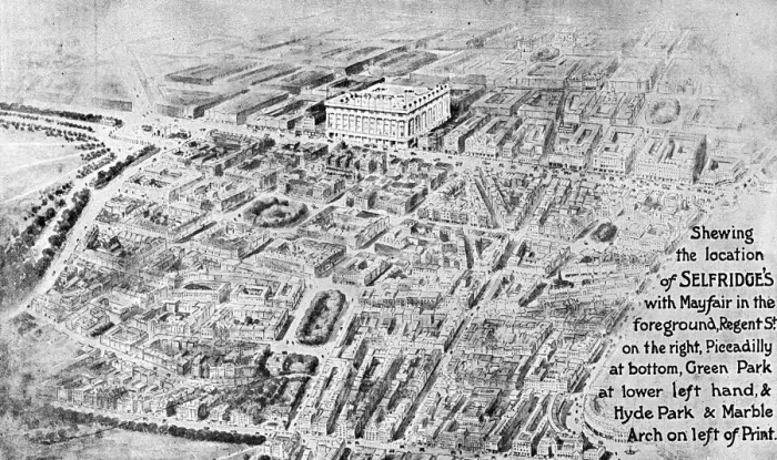 Framed Print : Aerial view of Selfridges Department Store, London Framed Print : Aerial view of Selfridges Department Store, London