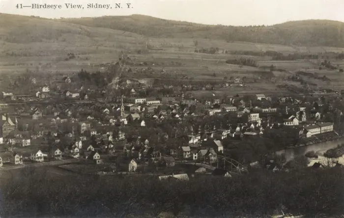 Framed Print : Aerial view, Sidney, Delaware County, NY State, USA Framed Print : Aerial view, Sidney, Delaware County, NY State, USA