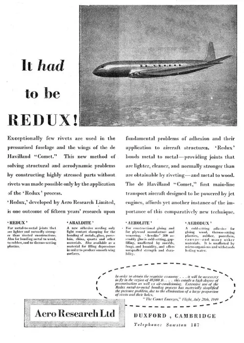 Framed Print : Aero Research REDUX Bonding 1949
