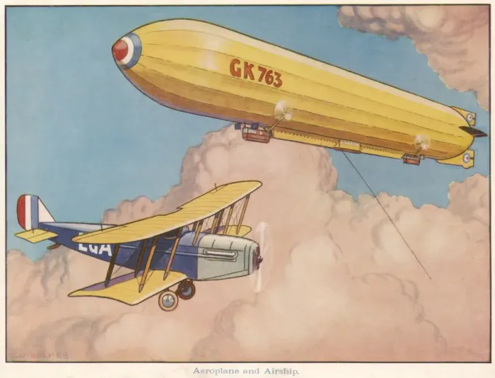 Framed Print : Aeroplane and airship Framed Print : Aeroplane and airship
