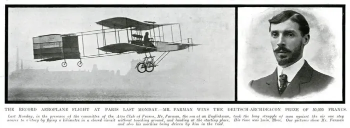 Framed Print : Aeroplane flight by Henri Farman 1908 Framed Print : Aeroplane flight by Henri Farman 1908